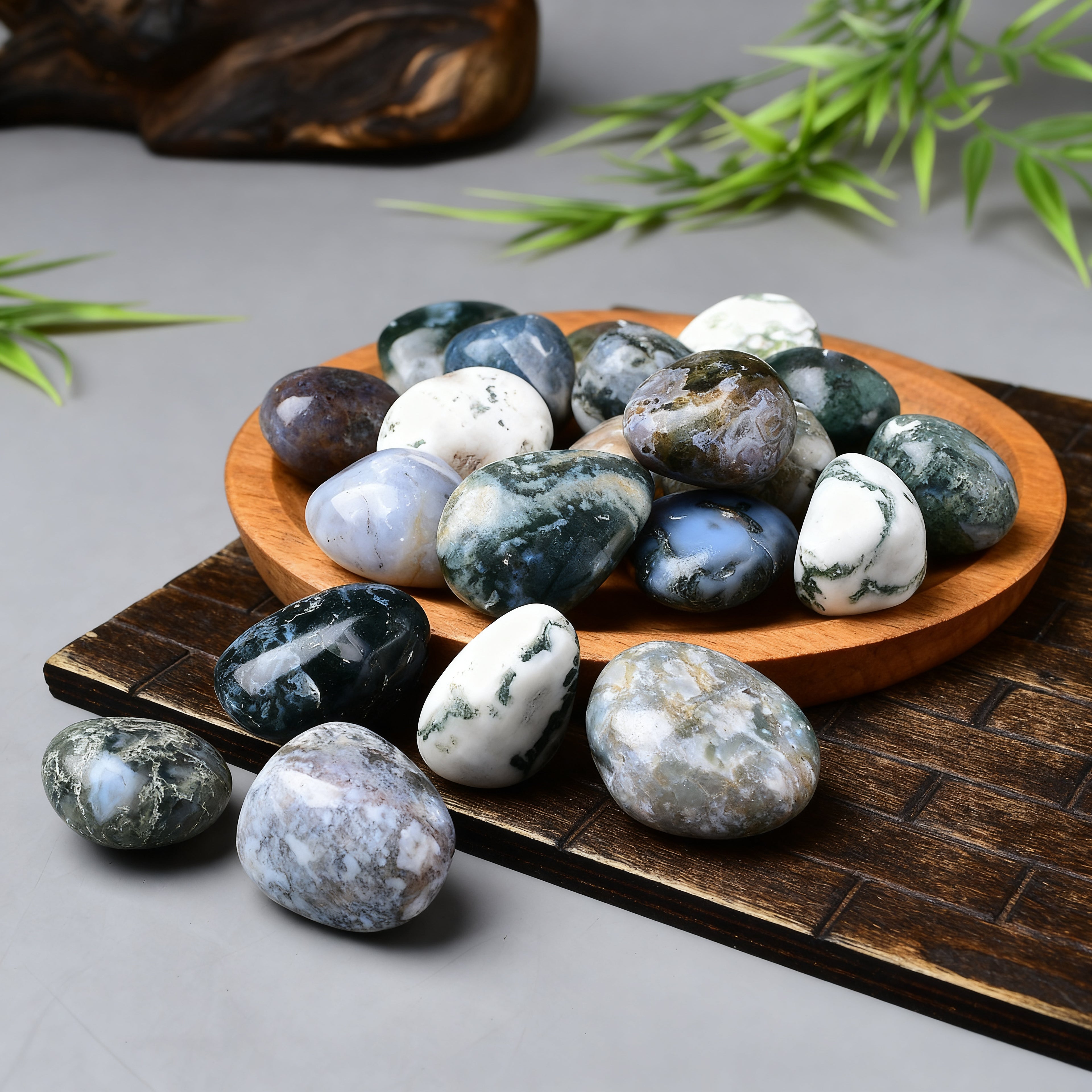 Moss Agate Tumbled Stone 2
