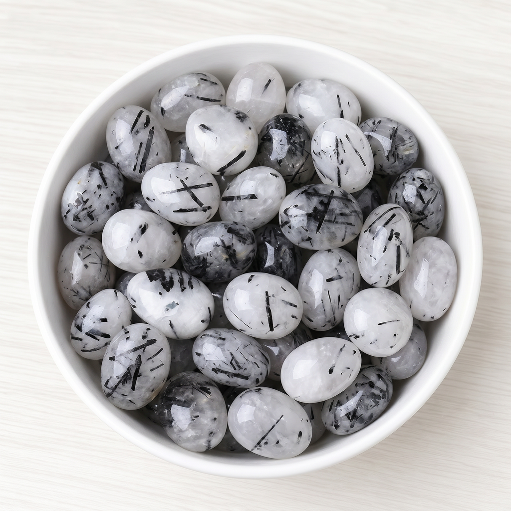 Black Rutilated Quartz Tumbled Stone