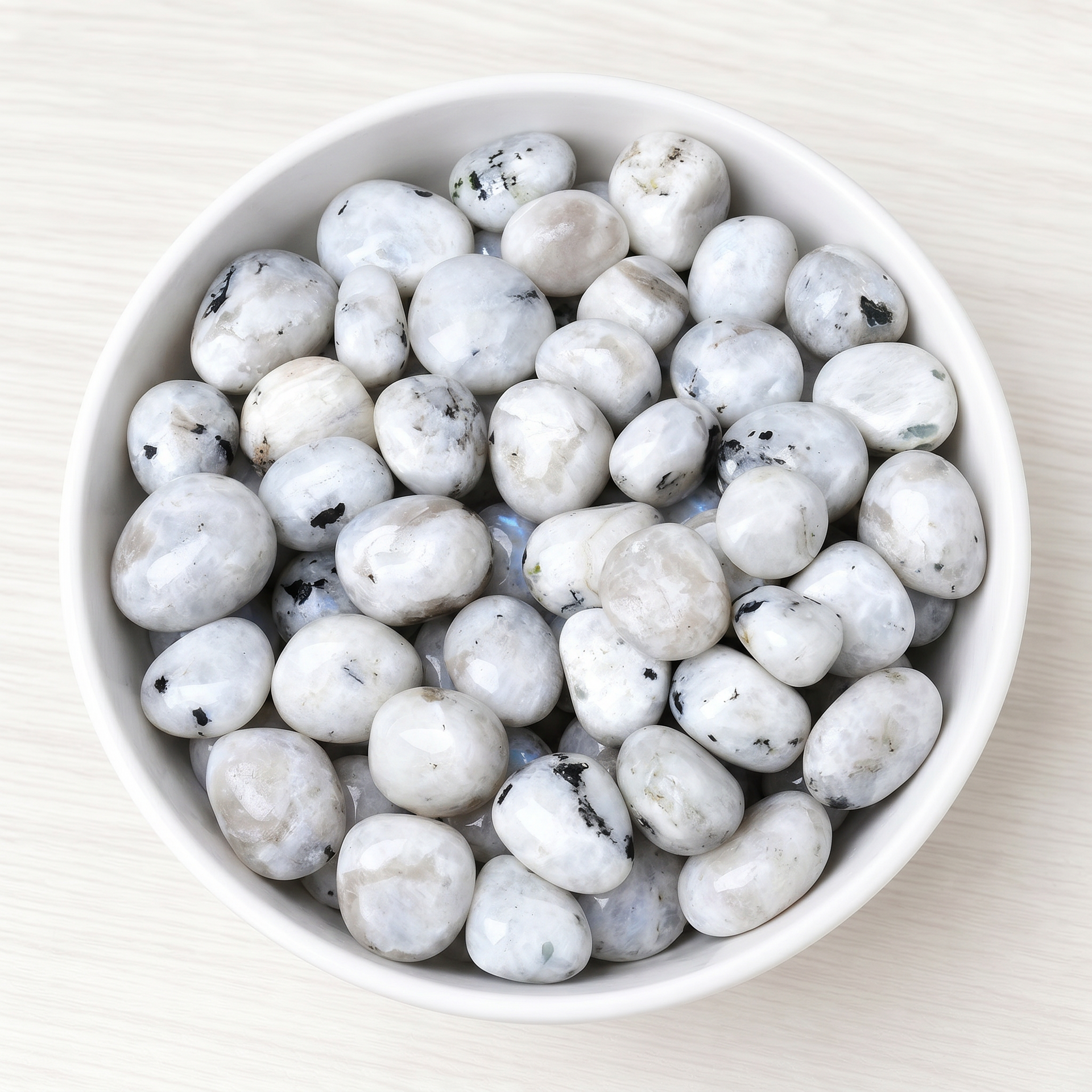Black Spot White Moonstone Tumbled Stone – CELESTIA CRYSTAL