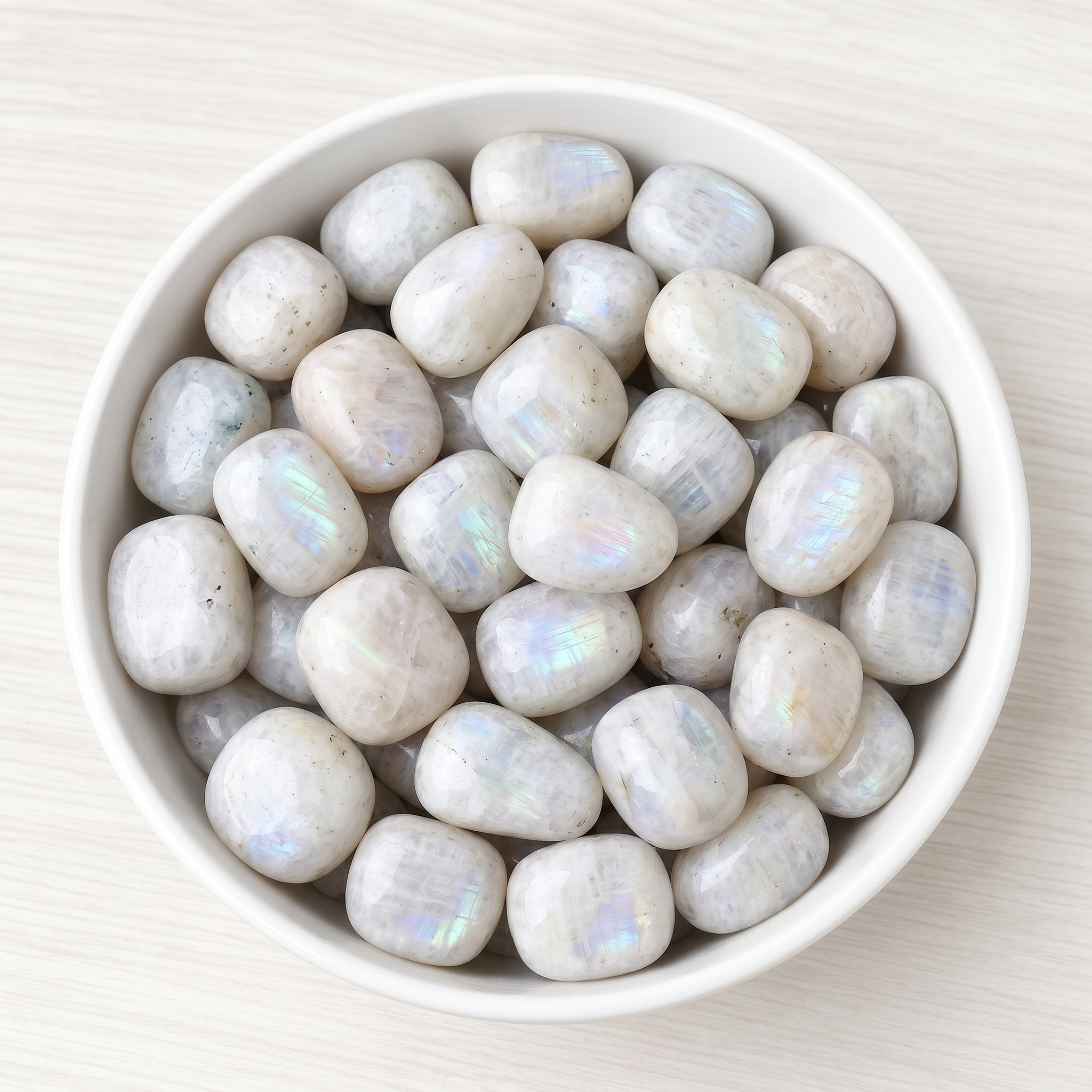 White Moonstone Tumbled Stone – CELESTIA CRYSTAL