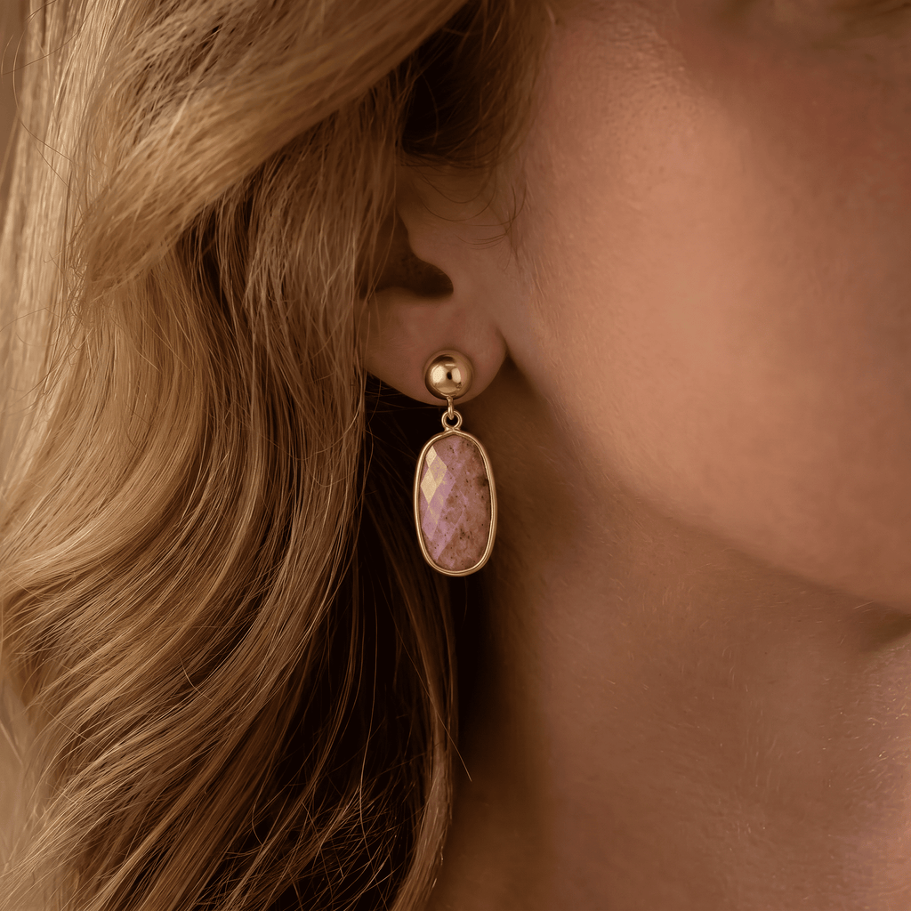 Amazonite Rose Stone Earrings