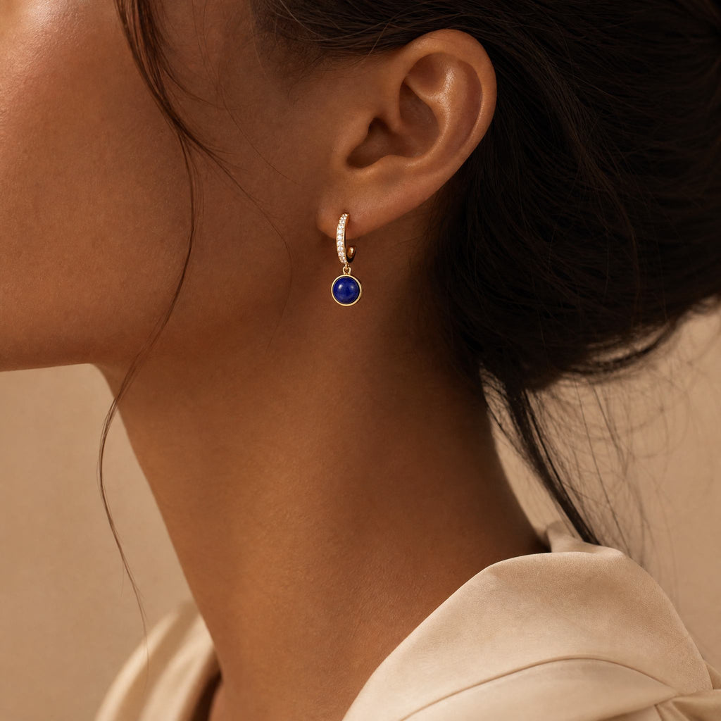 Midnight Current - Deep Blue Round Bead Drop Earrings