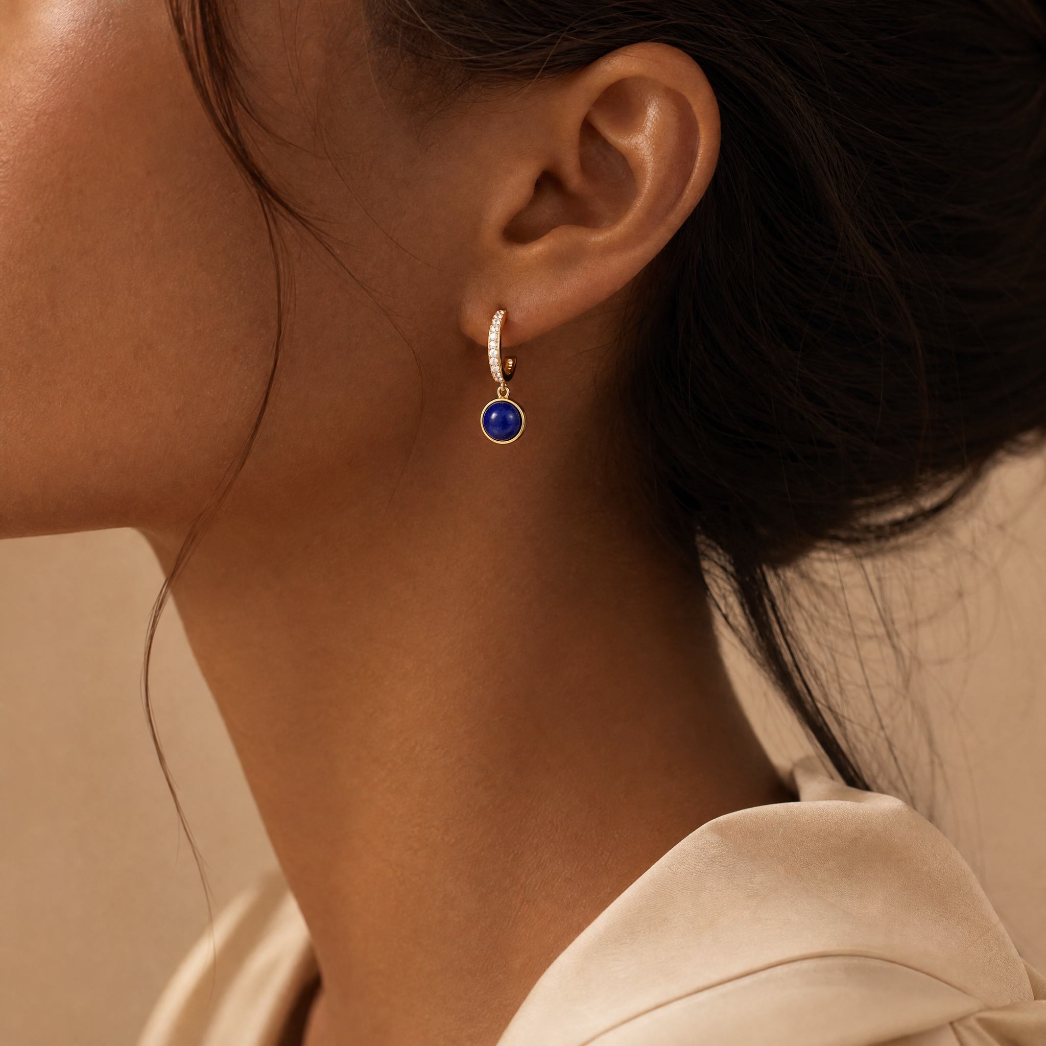 Midnight Current - Deep Blue Round Bead Drop Earrings