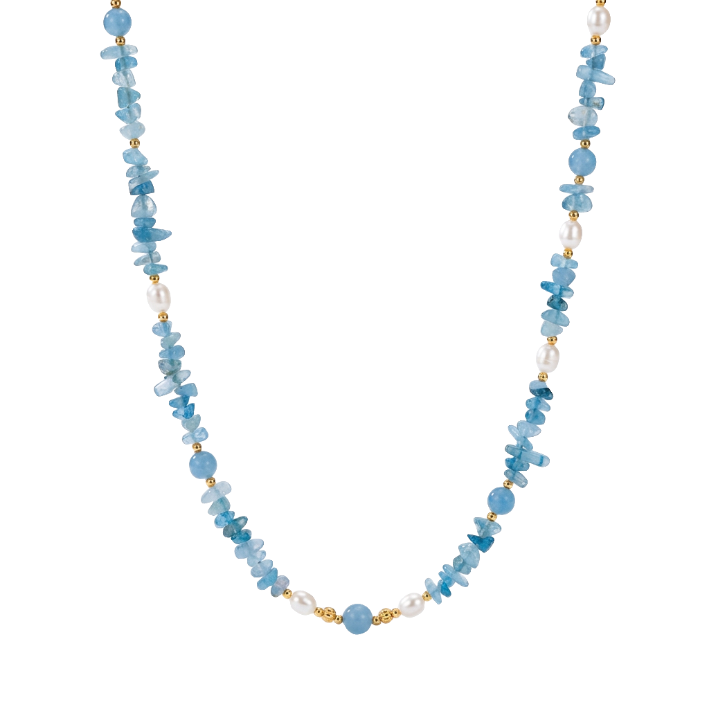 Aquamarine Necklace in 18K Gold Plated Copper