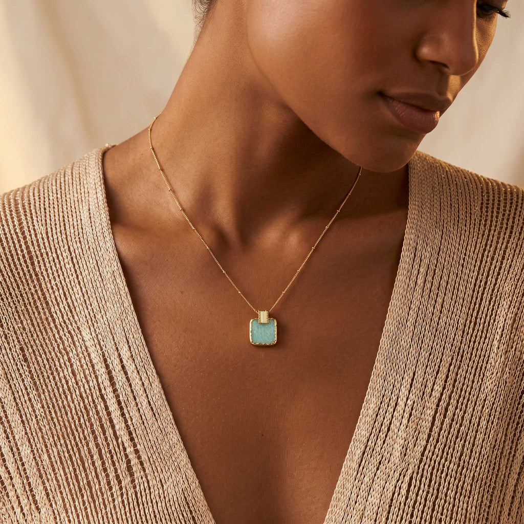 Tranquil Tide Aqua Pendant Necklace