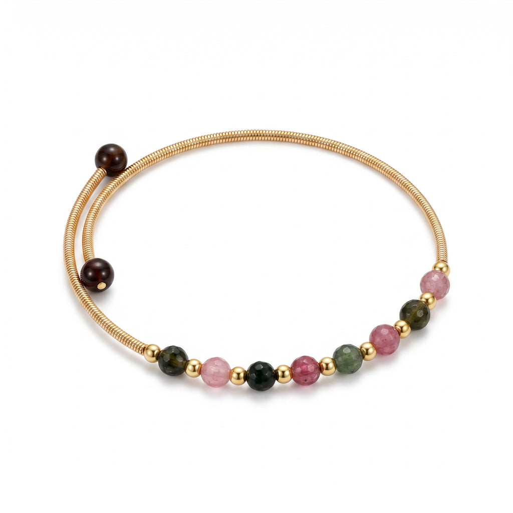 Multicolor Tourmaline Bracelet in 18K Gold Plated Copper