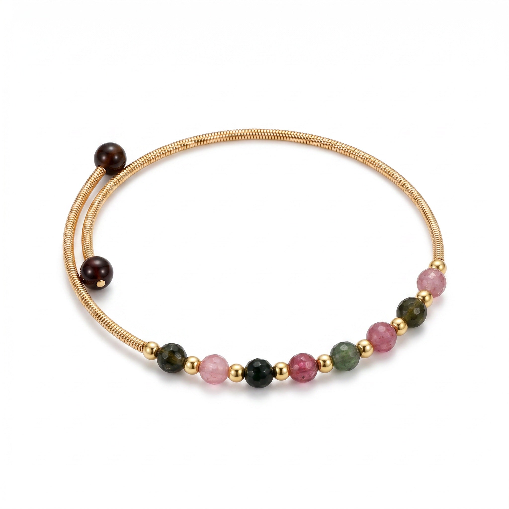 Multicolor Tourmaline Bracelet in 18K Gold Plated Copper