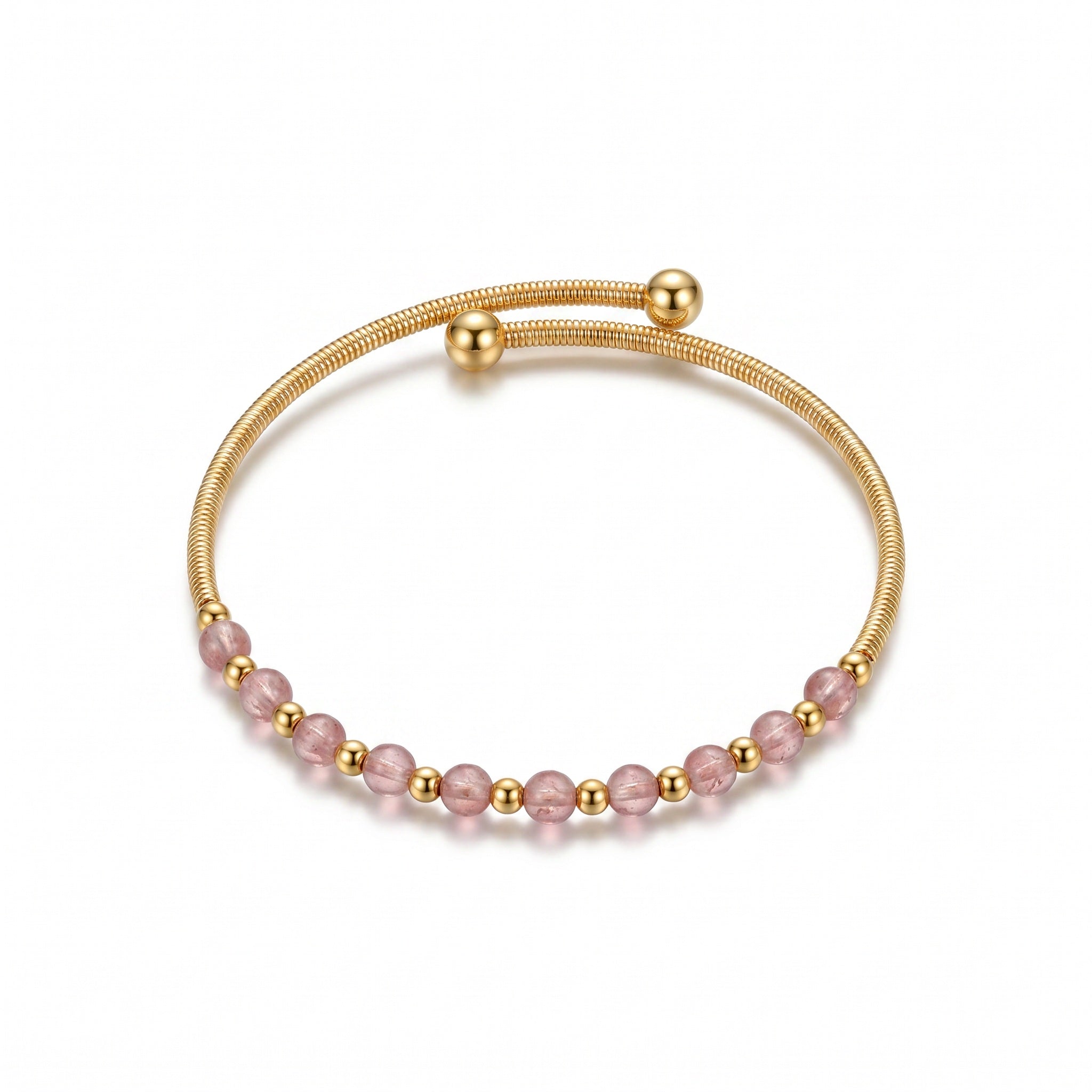 Pink Beaded Bracelet in 18K Gold Plated Copper