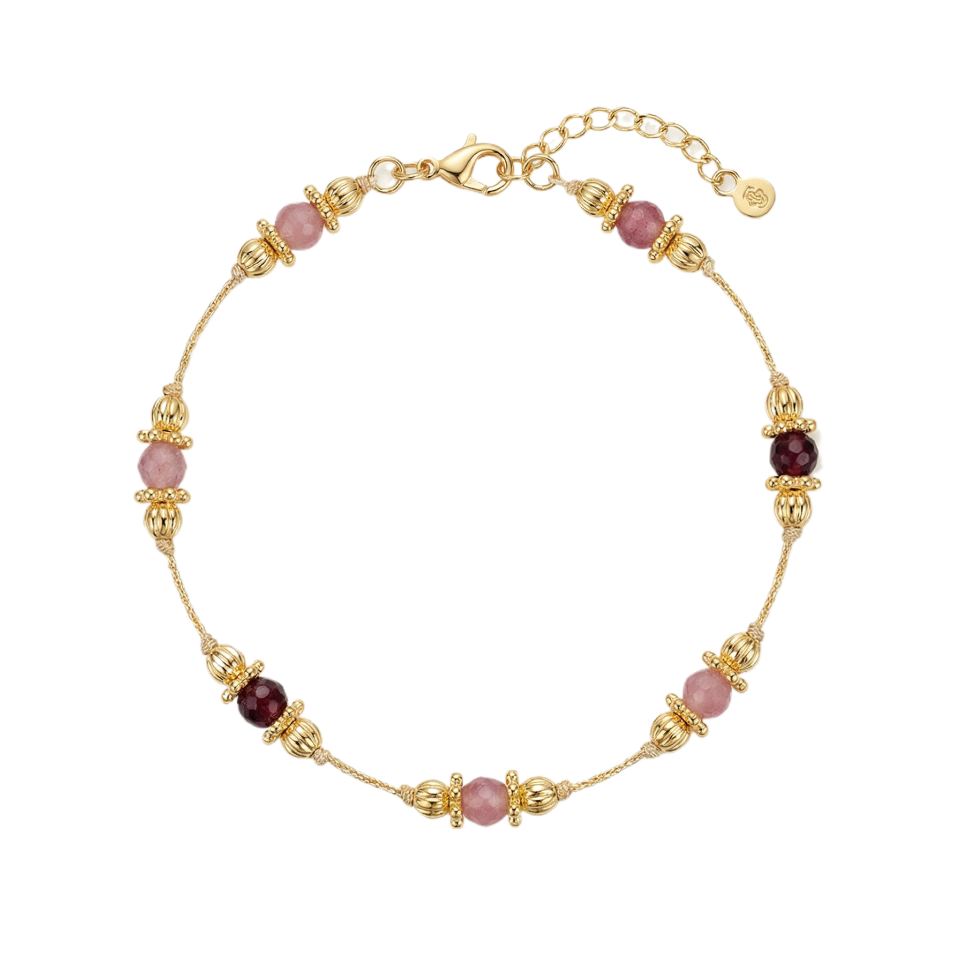 Pink Tourmaline Bracelet in 18K Gold Plated Copper