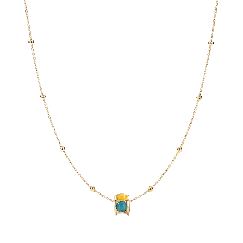 Round Cat's Eye Necklace in 14K Gold-Plated Copper